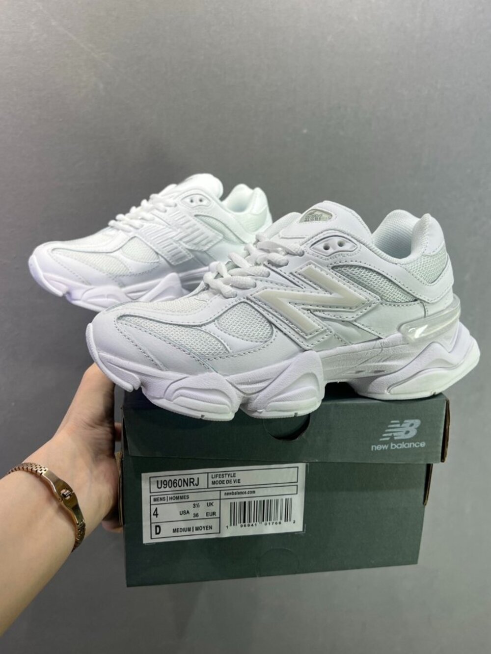 New Balance 9060 Triple White U9060NRJ Chunky Sneakers New With Box